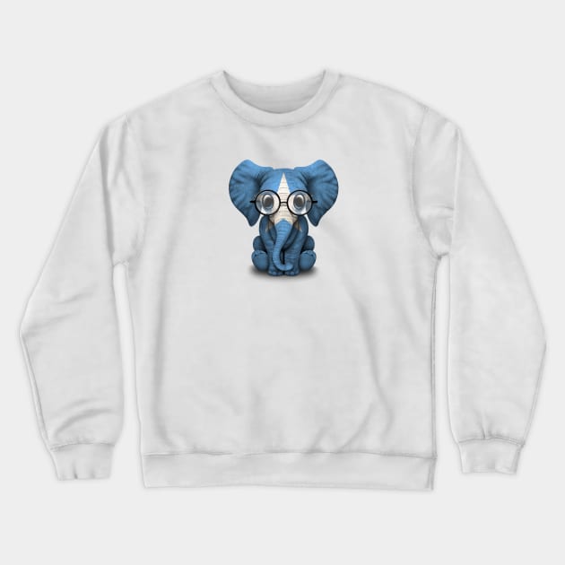 Baby Elephant with Glasses and Somali Flag Crewneck Sweatshirt by jeffbartels